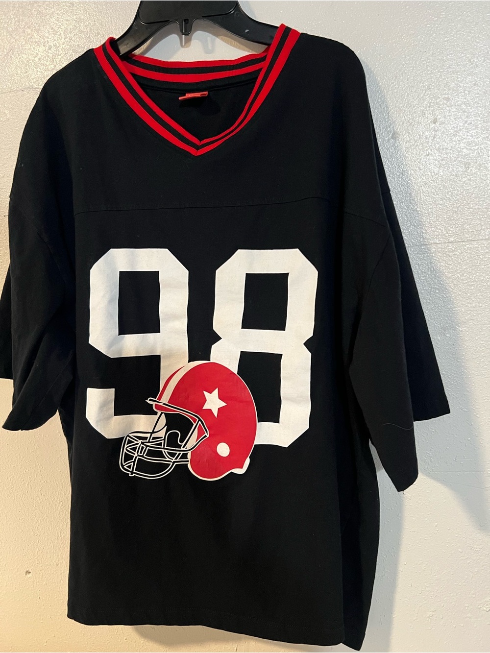 Black & Red Kids Football Graphic Tee - 98 Print Dgital darling size XL